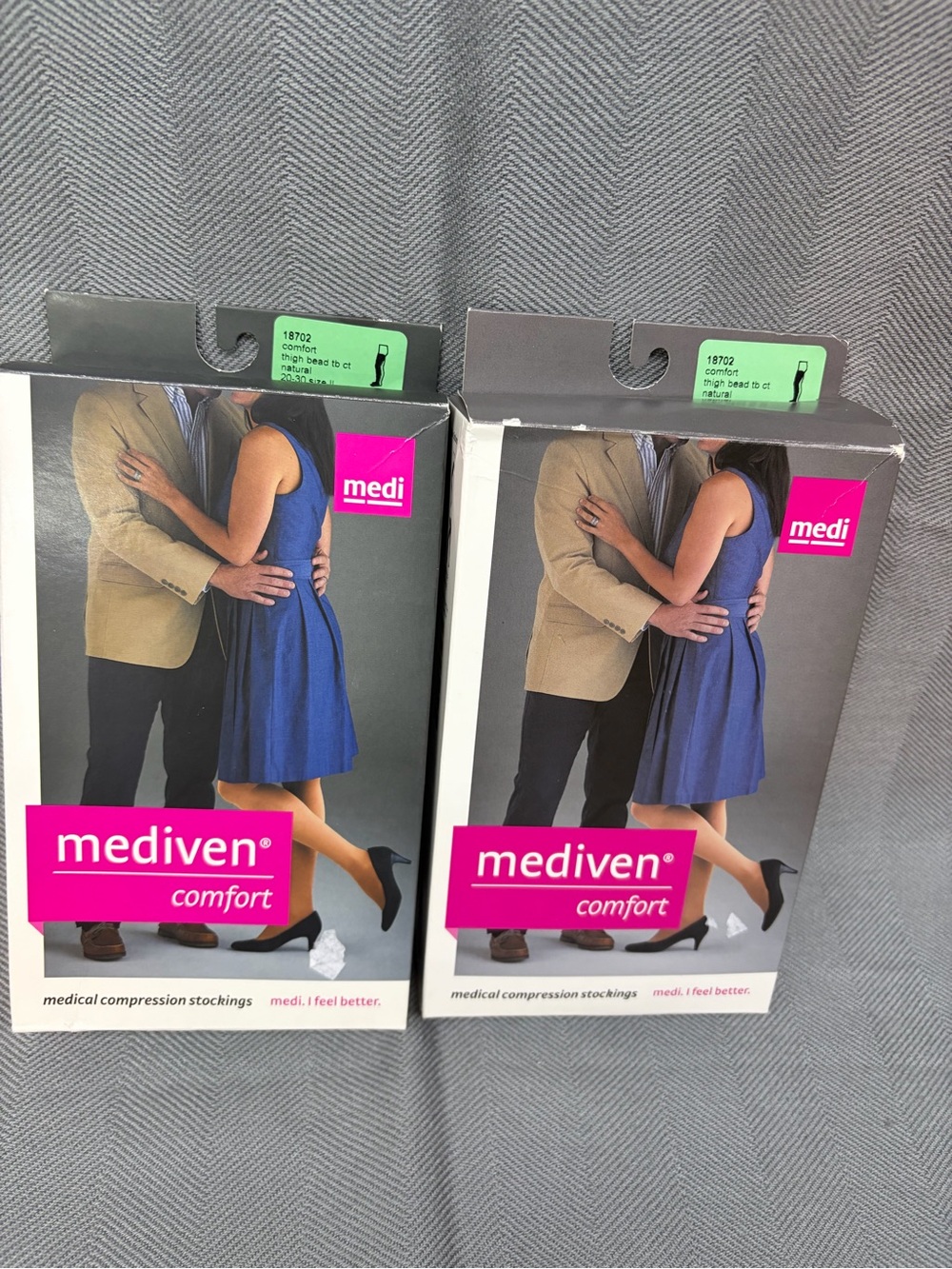 NWT Mediven comfort, medical compression stockings thigh high neutral color two